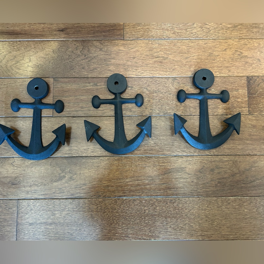 Nautical Black Anchor Wall Hooks